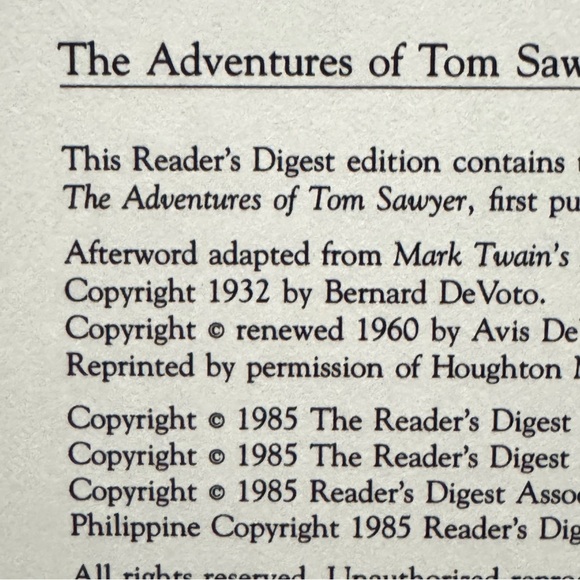The Adventures of Tom Sawyer Mark Twain 1985 Reader’s Digest Edition Book - Picture 8 of 14